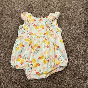 White, Pink, Yellow, Blue, Green, and Red Wonder Nation Floral and Fruit Romper